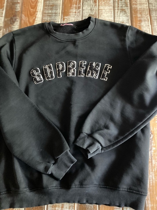 Supreme Other - Supreme Black Crewneck with Embroidered Arched Logo
